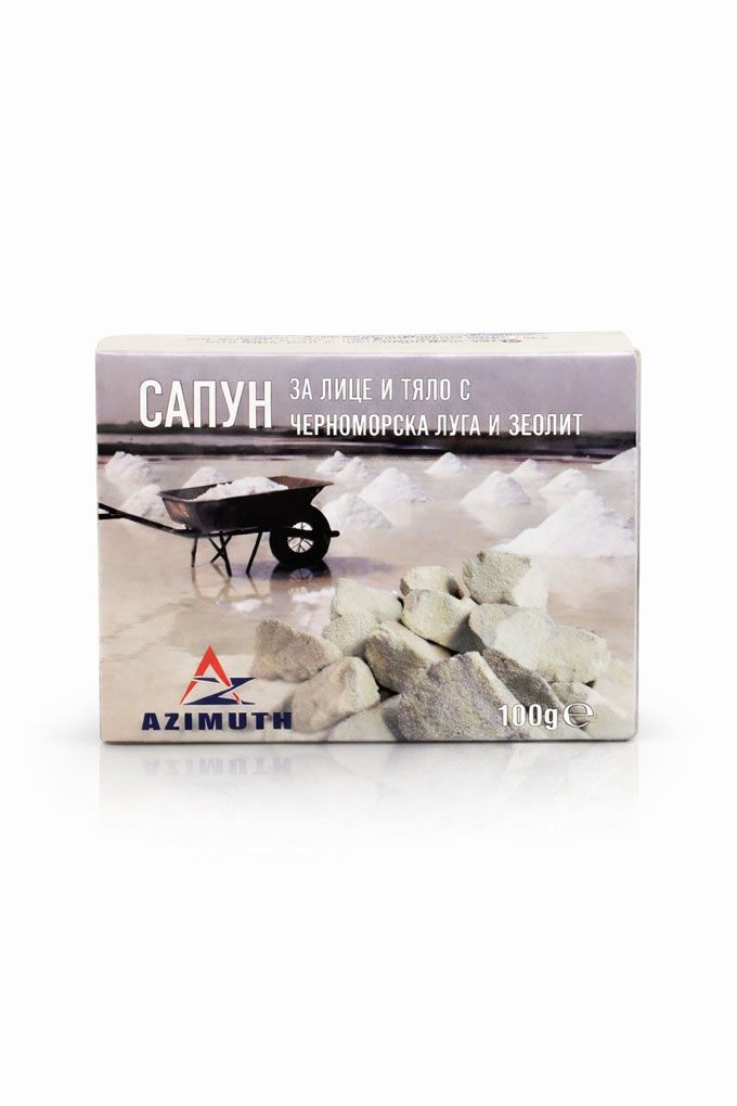Натурален сапун за лице и тяло с черноморска луга и зеолит, 100 гр, AZIMUTH / АЗИМУТ